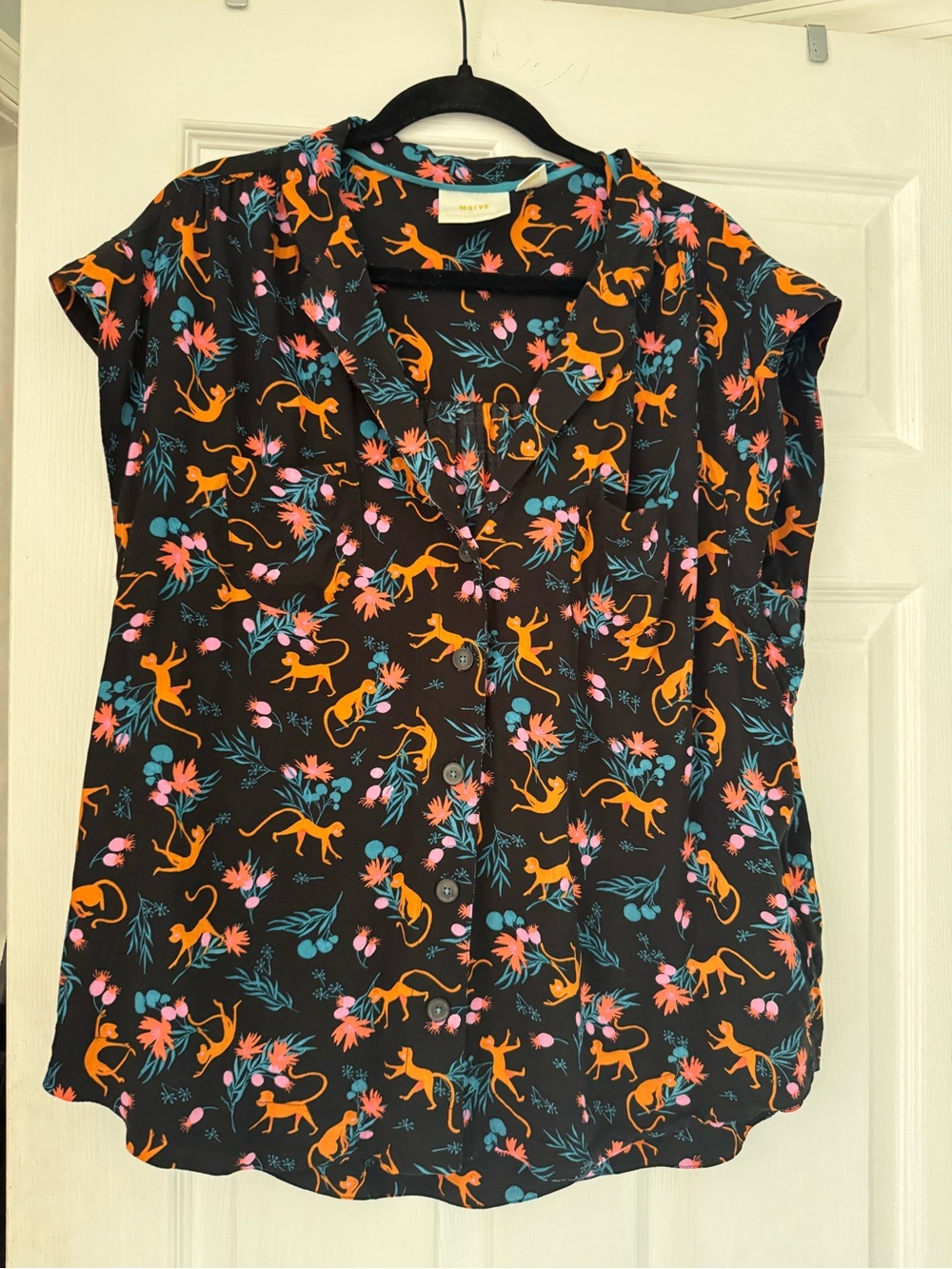 Maeve by Anthropologie Safari Jungle print Monkey shirt XL